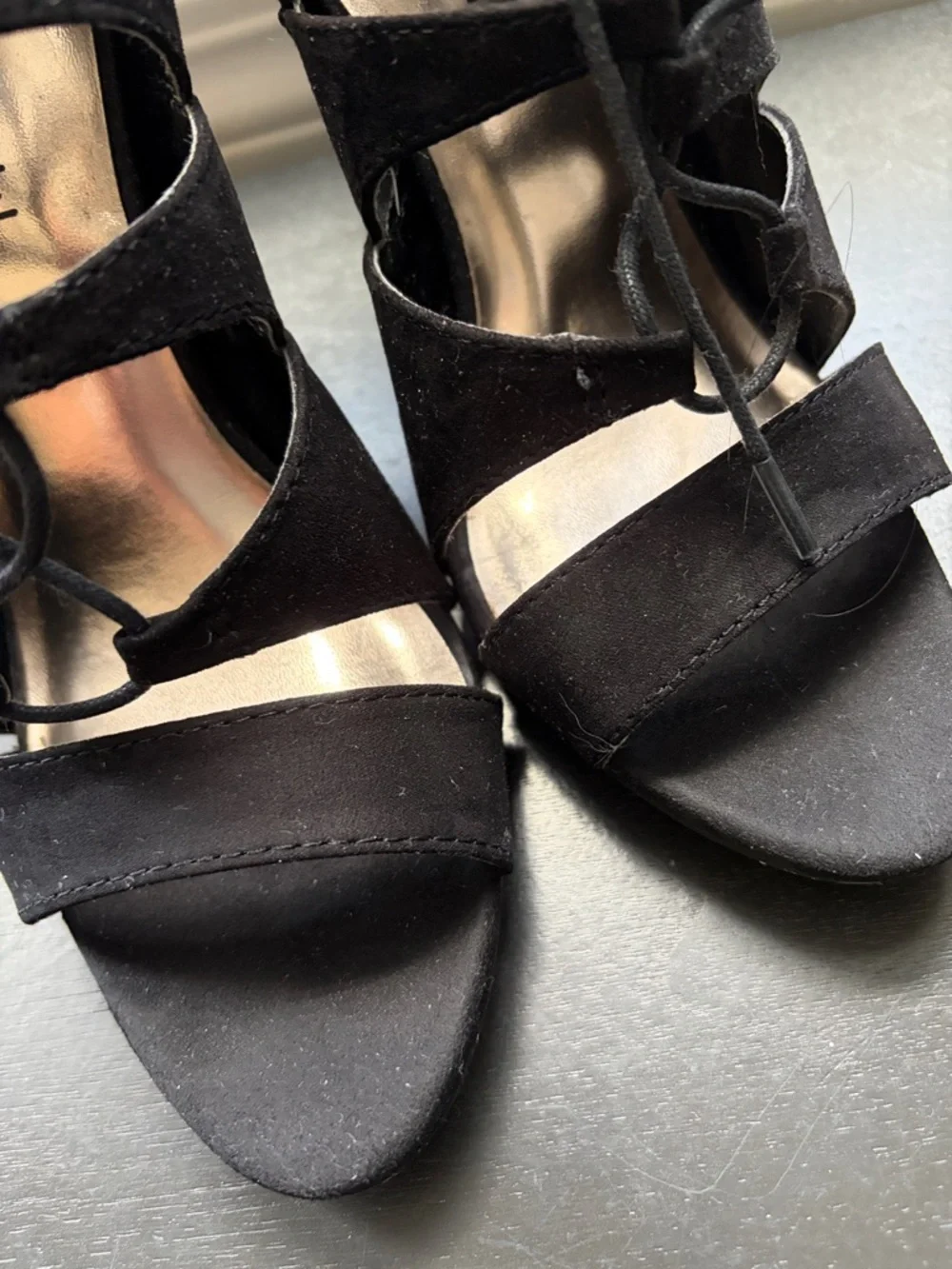 Madden Girl Black Lace-Up Cutout Stiletto Heels - Picture 6 of 7